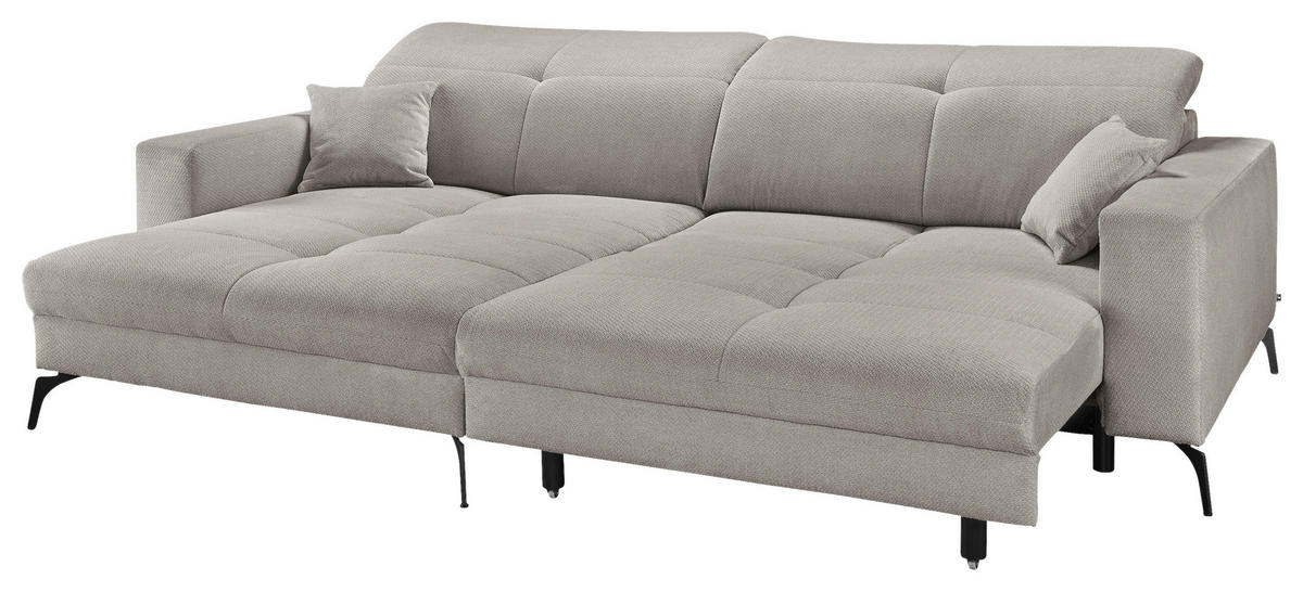 ECKSOFA Hellgrau Webstoff  - Hellgrau/Schwarz, KONVENTIONELL, Textil/Metall (180/285cm) - SetOne by Musterring