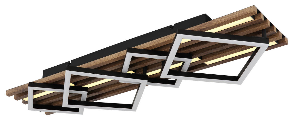 STROPNÍ LED SVÍTIDLO, 82/31/9.5 cm - bílá/tmavě hnědá, Natur, kov/kompozitní dřevo (82/31/9.5cm) - Globo