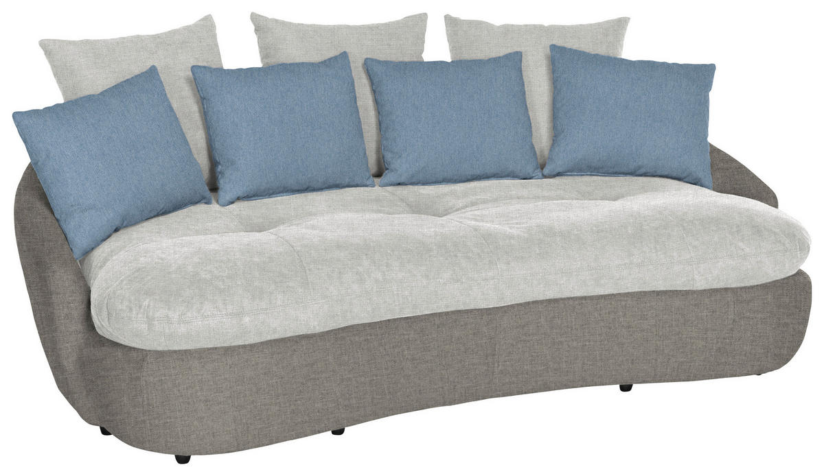 ÓRIÁS KANAPÉ textil szürke  - fekete/kék, Basics, műanyag/textil (238/80/143cm) - Welnova