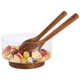 SALATSCHÜSSEL   - Klar/Akaziefarben, Design, Glas/Holz - Novel