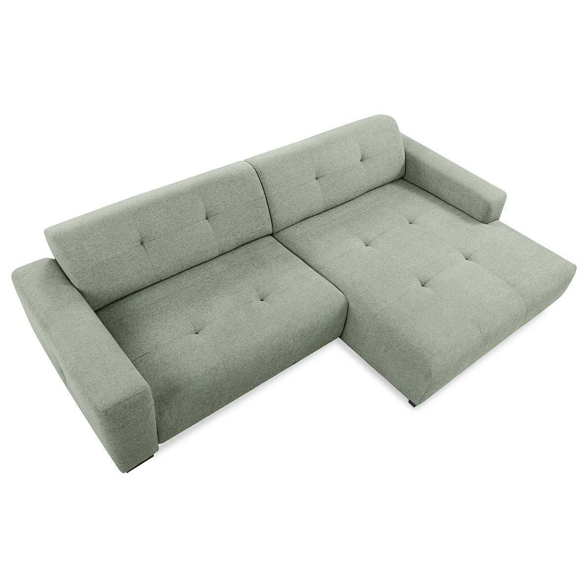 ECKSOFA AUSTIN Salbeigrün Flachgewebe Sitztiefenverstellung  - Salbeigrün/Schwarz, Design, Kunststoff/Textil (286/169cm) - Livetastic