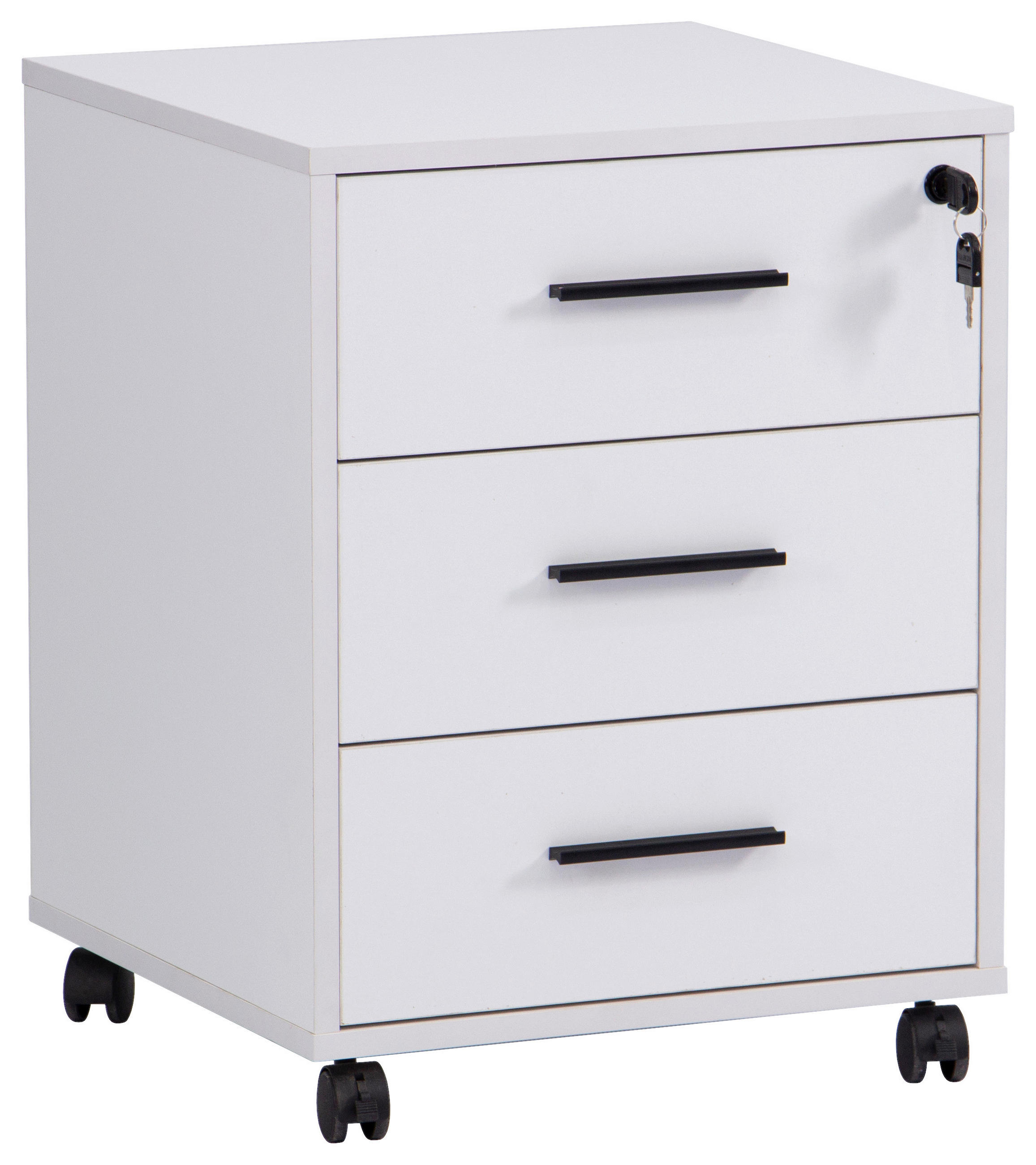 ROLLCONTAINER Weiß  - Schwarz/Weiß, Basics, Holzwerkstoff/Kunststoff (43/56/42cm) - Carryhome