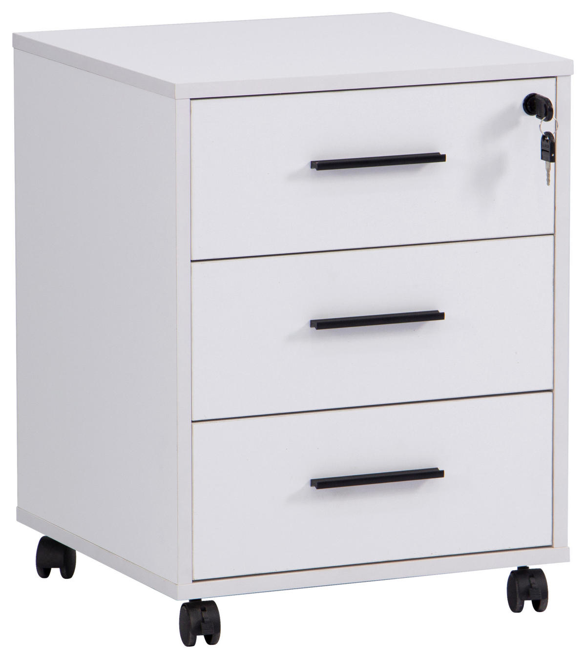 ROLLCONTAINER Weiß  - Schwarz/Weiß, Basics, Holzwerkstoff/Kunststoff (43/56/42cm) - Carryhome