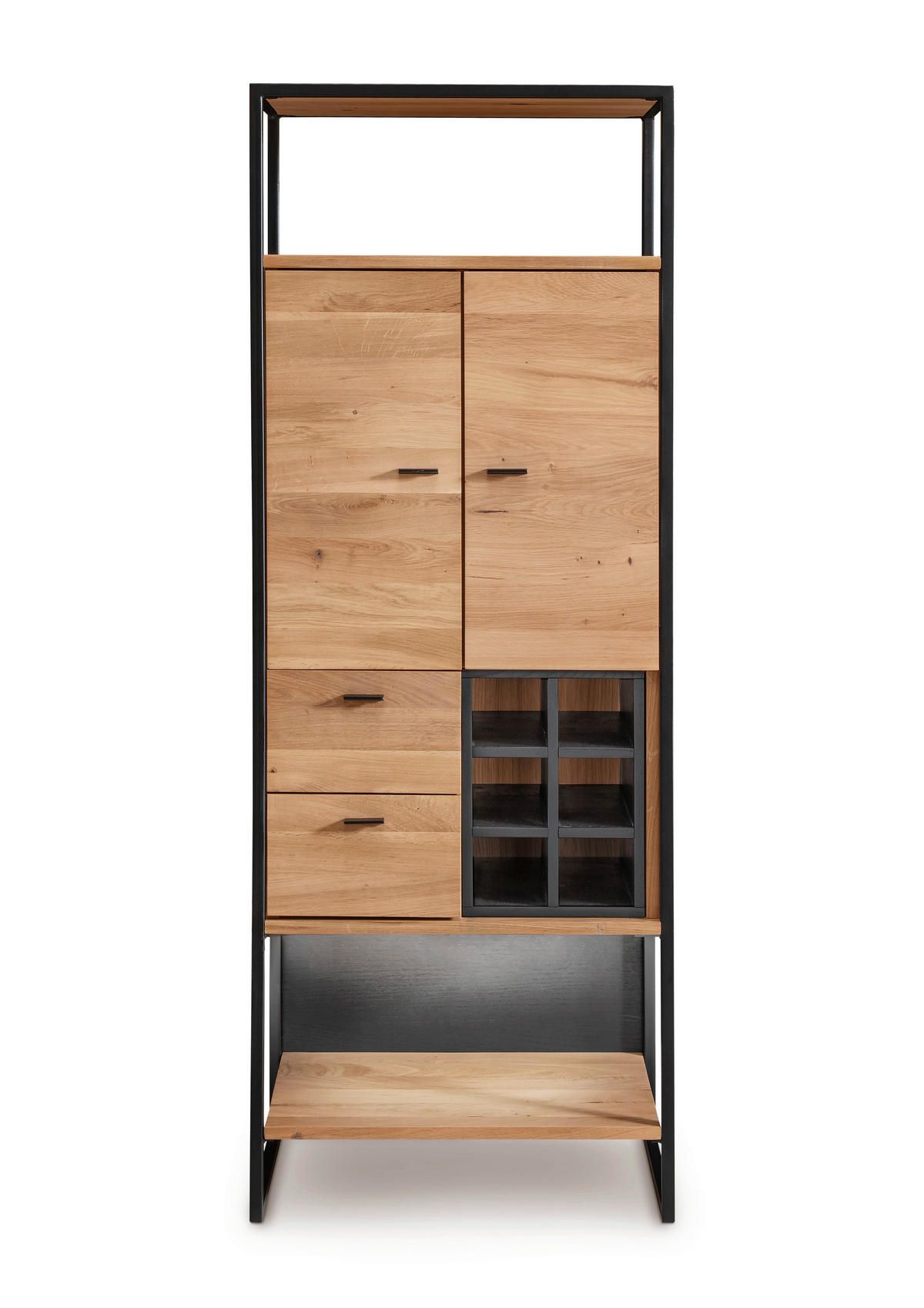 HIGHBOARD  64/173/39 cm 2 Schublade(n)  - Eichefarben/Schwarz, Design, Holz/Metall (64/173/39cm) - Linea Natura