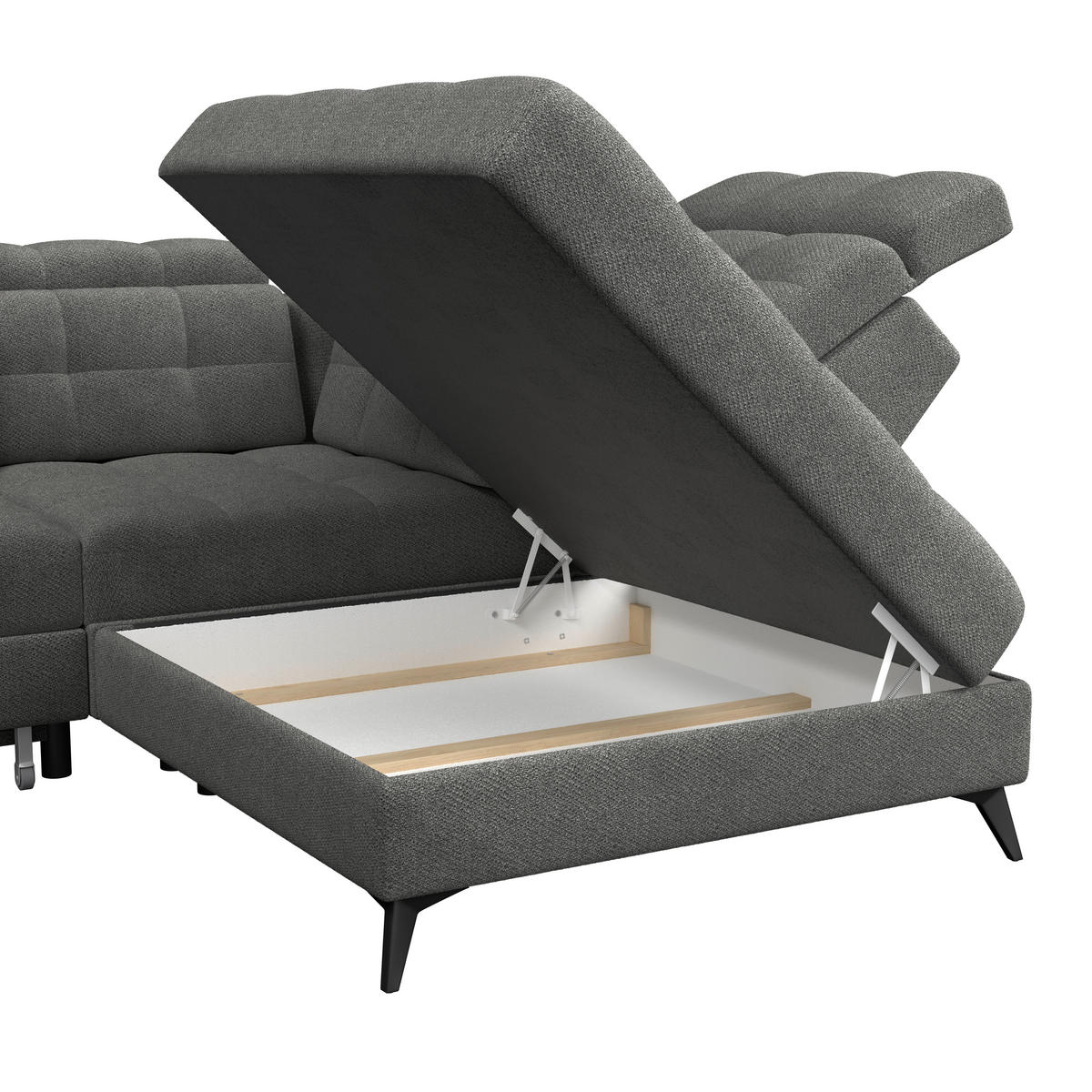 HÖRNSOFFA i velour mörkgrå  - mörkgrå/svart, Romantik / Lanthus, metall/textil (289/228cm) - MID.YOU