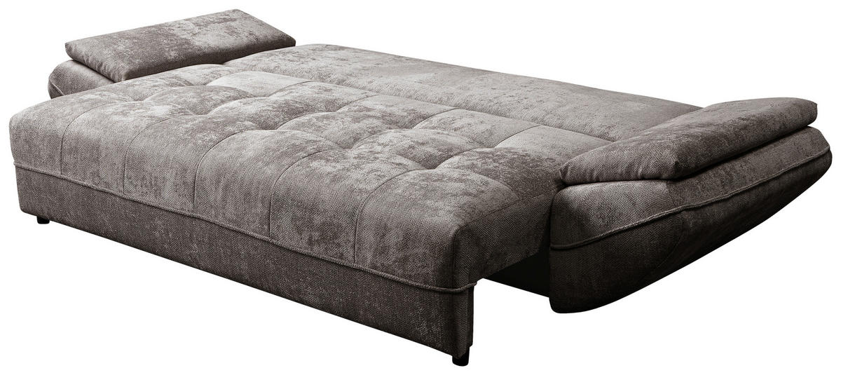 SCHLAFSOFA ELMA Struktur Taupe  inkl. Rückenkissen, Nierenkissen, Armlehnenkissen, Rücken echt  - Taupe/Schwarz, KONVENTIONELL, Holz/Kunststoff (280/73-93/107cm) - Livetastic