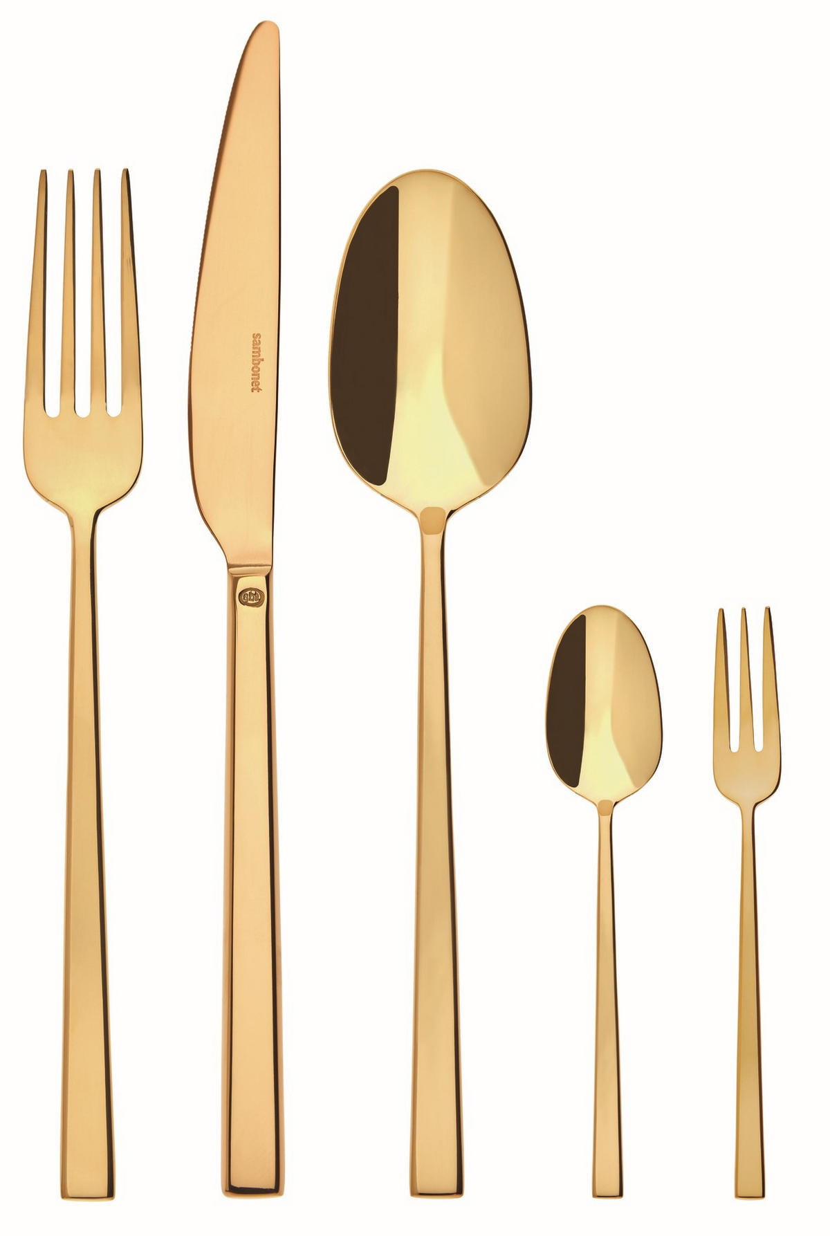 BESTECKSET ROCK 60-teilig Edelstahl  - Goldfarben, Basics, Metall - Sambonet