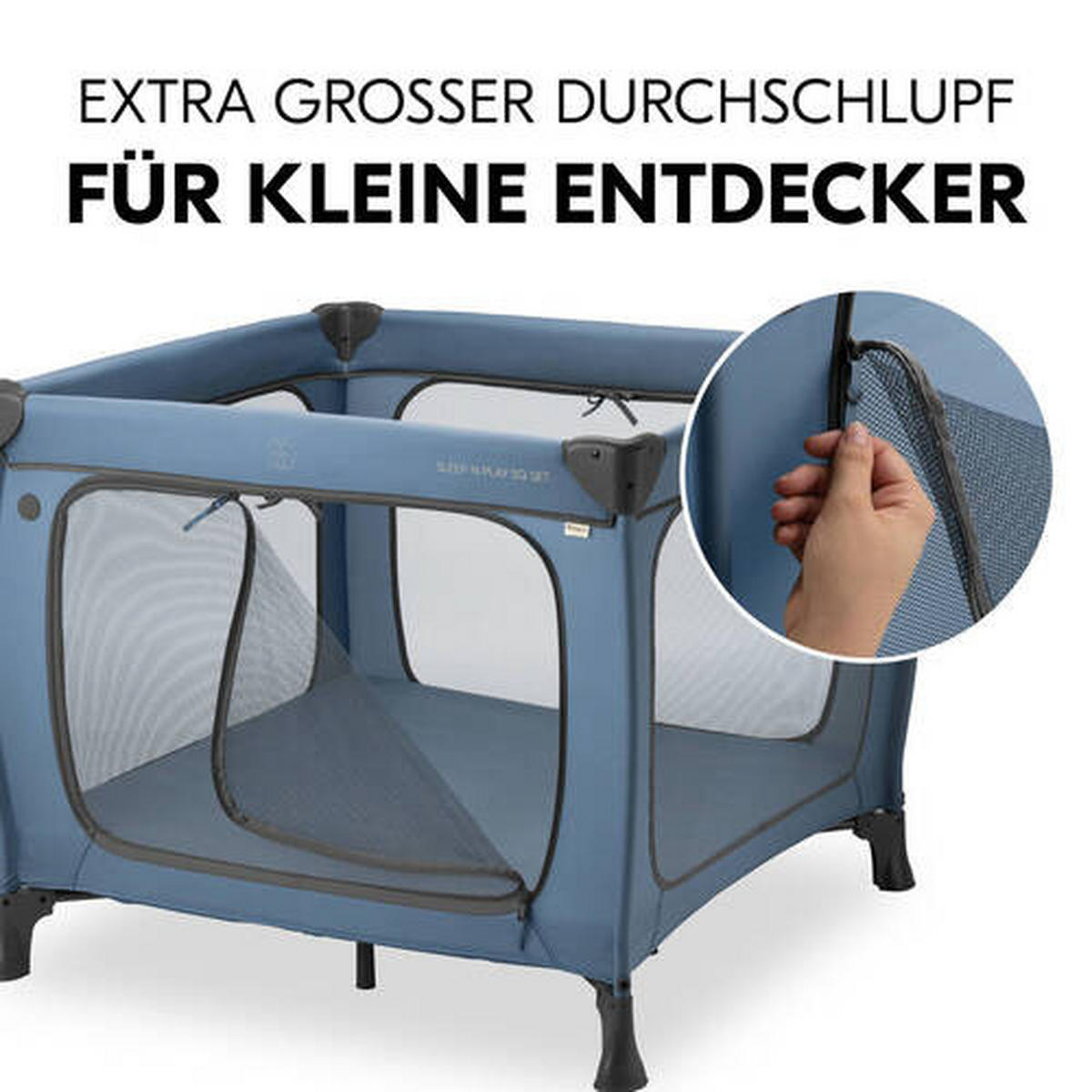 REISEBETT Sleep N Play SQ Set Blau  - Blau, Basics, Kunststoff/Textil (97/76/97cm) - Hauck