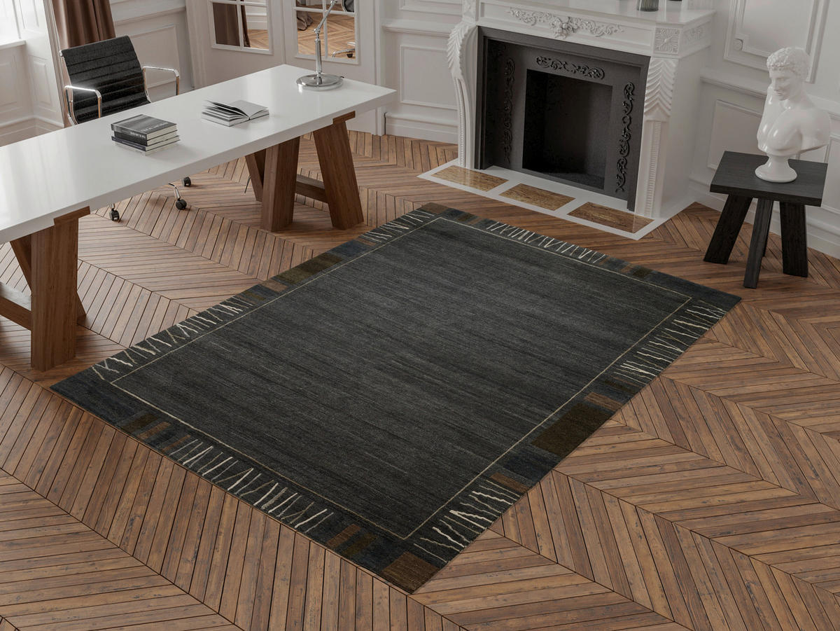 WOLLTEPPICH 200/250 cm Grau, Schwarz  - Schwarz/Grau, Basics, Textil (200/250cm) - Novel