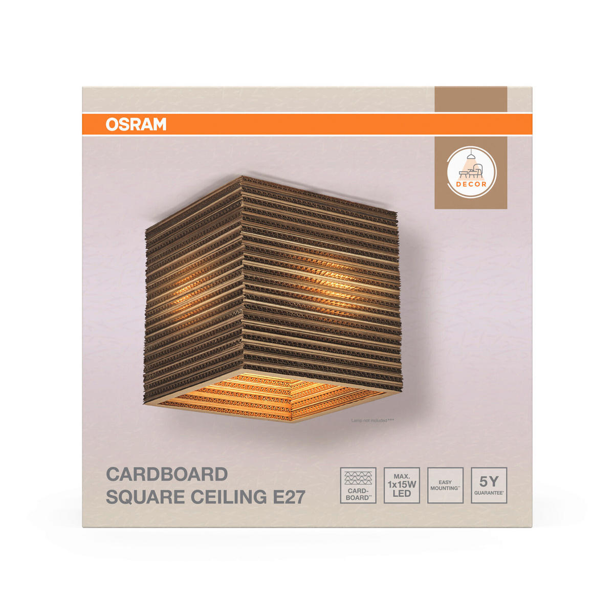 DECKENLEUCHTE    25/25/26 cm  - Natur, Karton/Metall (25/25/26cm) - Osram
