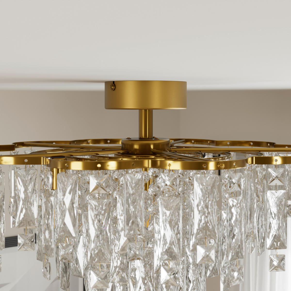 DECKENLEUCHTE Aurelie 50/41 cm   - Klar/Goldfarben, Design, Glas/Metall (50/41cm) - Glandor
