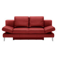 SCHLAFSOFA Rot Echtleder  - Chromfarben/Rot, MODERN, Leder/Metall (200/85/90cm) - Novel