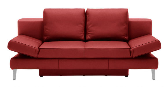 SCHLAFSOFA Rot Echtleder - Chromfarben/Rot, MODERN, Leder/Metall (200/85/90cm) - Novel