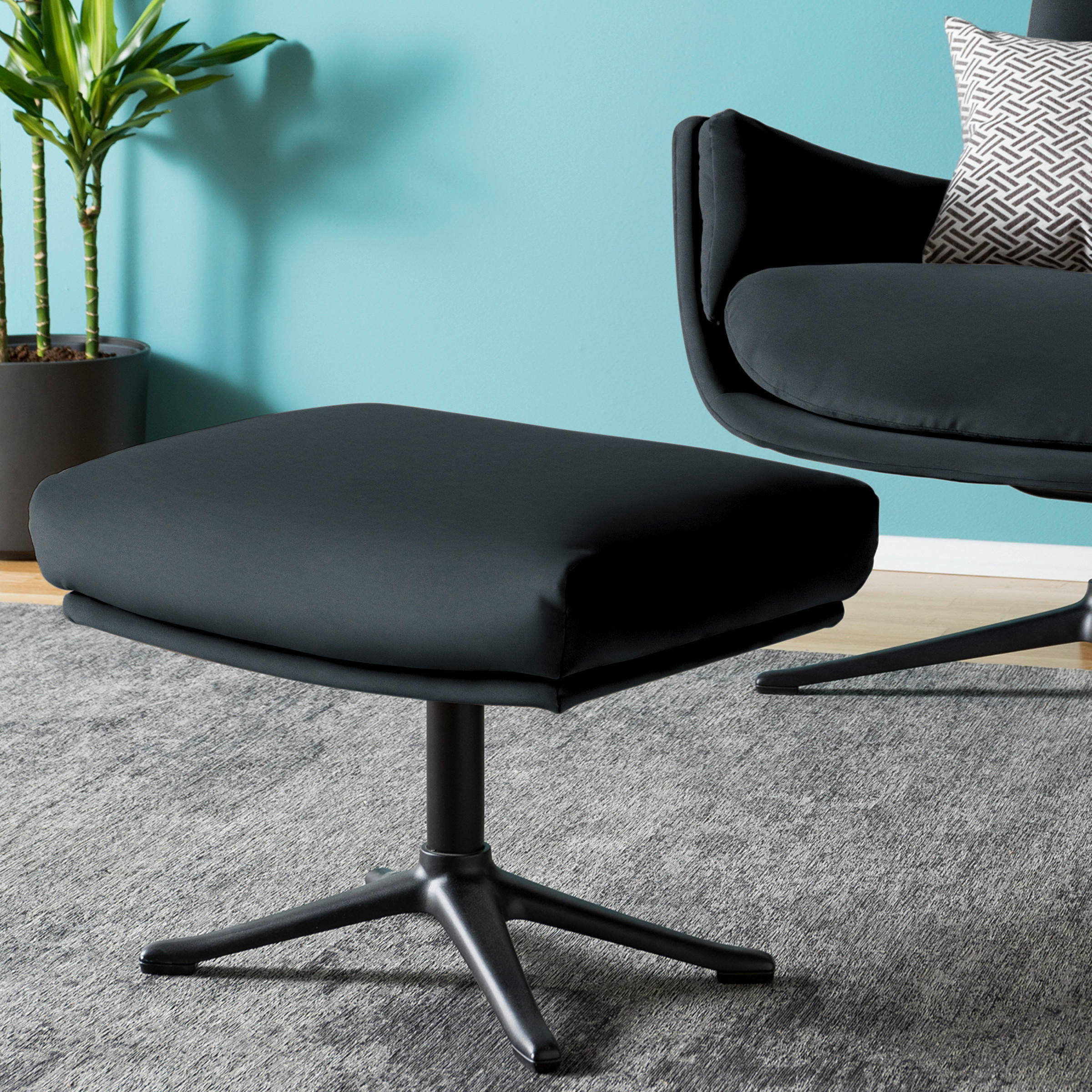 HOCKER Samt Dunkelgrün  - Dunkelgrün/Schwarz, Design, Textil/Metall (51/37/41cm) - home24