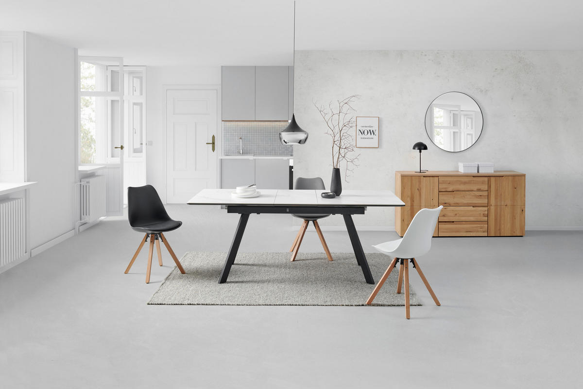 STOL ZA BLAGOVAONICU  crna, bijela  metal, keramika, drvni materijal      - bijela/crna, Lifestyle, drvni materijal/metal (160-200/76/90cm) - MID.YOU