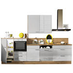 KÜCHENLEERBLOCK 320 cm   in Eichefarben, Grau Hochglanz  - Eichefarben/Grau Hochglanz, Design, Holzwerkstoff/Metall (320cm) - Xora