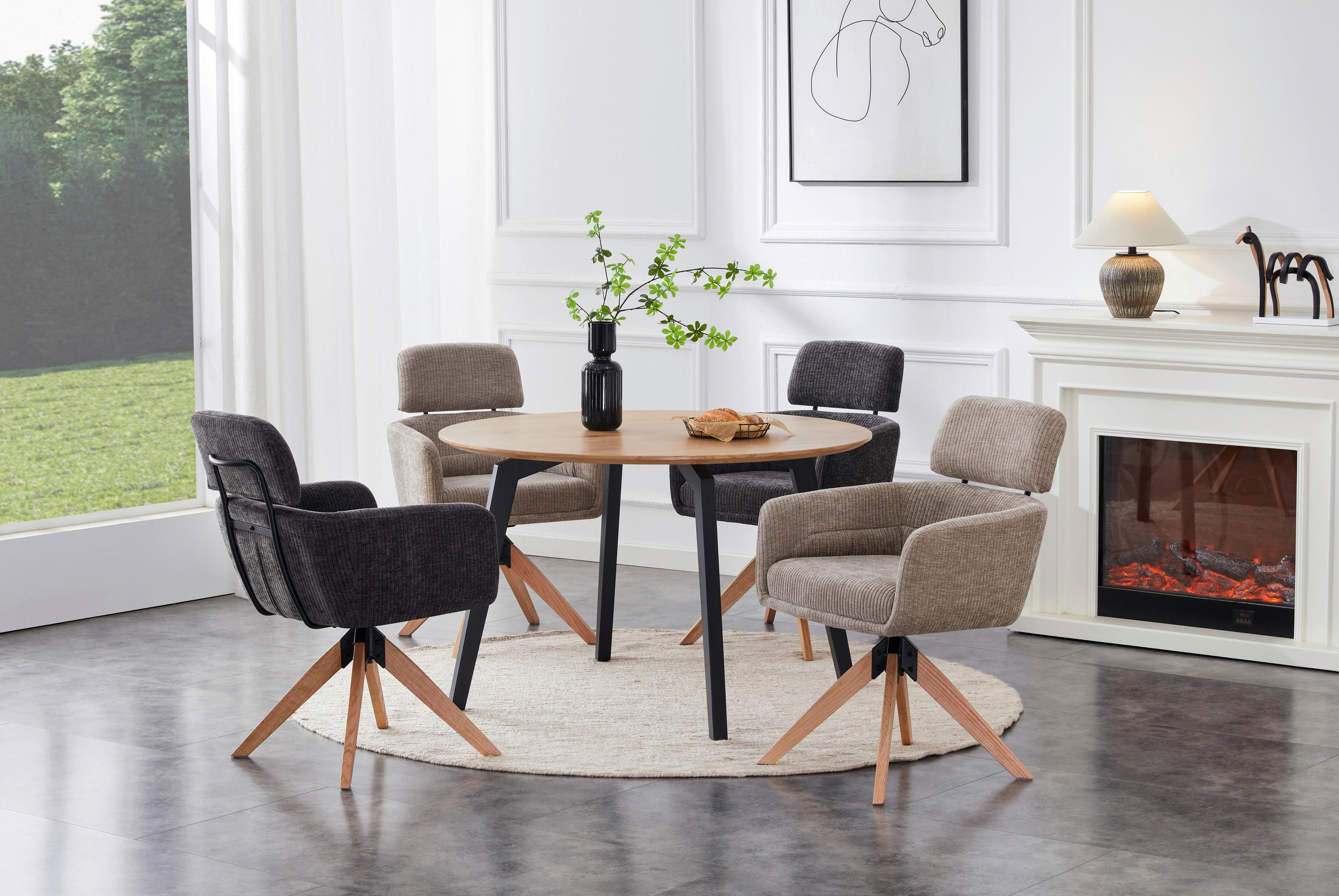 ARMLEHNSTUHL  in Eisen Cord  - Beige/Naturfarben, KONVENTIONELL, Holz/Textil (60/90/69cm) - Livetastic