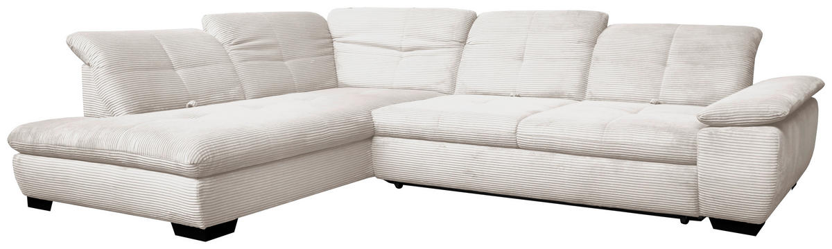 ECKSOFA in Cord Creme  - Creme/Schwarz, Design, Textil/Metall (242/313cm) - Xora