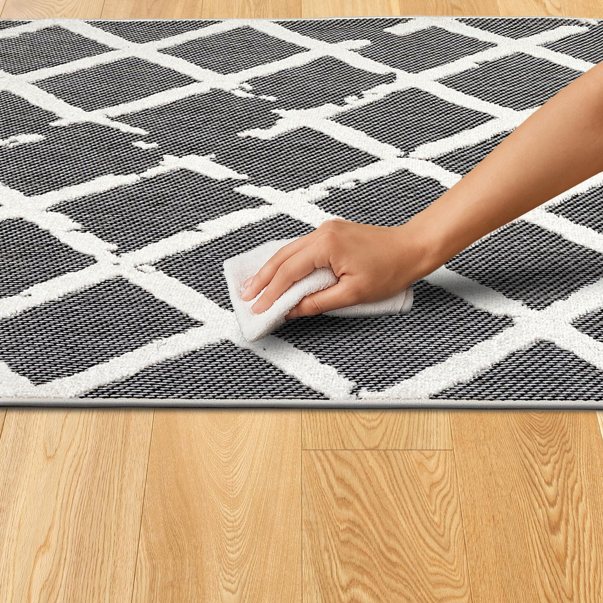 OUTDOORTEPPICH  für Terrasse und Balkon 120/170 cm Serina Grau, Weiß  - Weiß/Grau, Basics, Kunststoff (120/170cm) - Astra