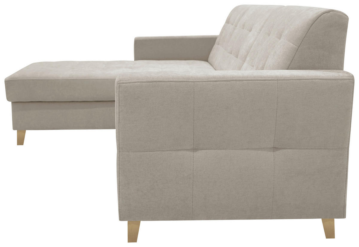 ECKSOFA Chenille Creme  - Creme/Naturfarben, Design, Holz/Textil (160/231cm) - Livetastic