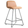 BARHOCKER Lederlook Schwarz, Cognac Edelstahl Stoffauswahl  - Cognac/Schwarz, Basics, Textil/Metall (50/85/48cm) - Celina Home