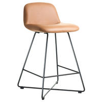 BARHOCKER Lederlook Schwarz, Cognac Edelstahl Stoffauswahl  - Cognac/Schwarz, Basics, Textil/Metall (50/85/48cm) - Celina Home