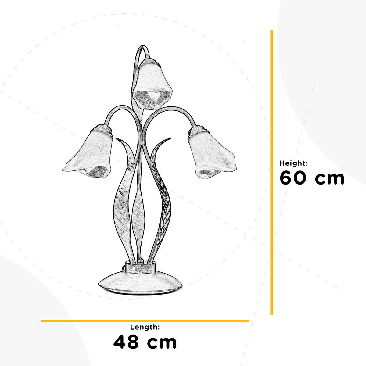 TISCHLEUCHTE 48/48/61 cm   - Bronzefarben, KONVENTIONELL, Glas/Metall (48/48/61cm)