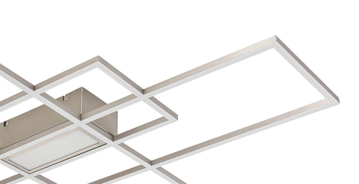LED MENNYEZETI LÁMPA - nikkelszínű, Design, műanyag/fém (100/75/7,5cm) - Novel
