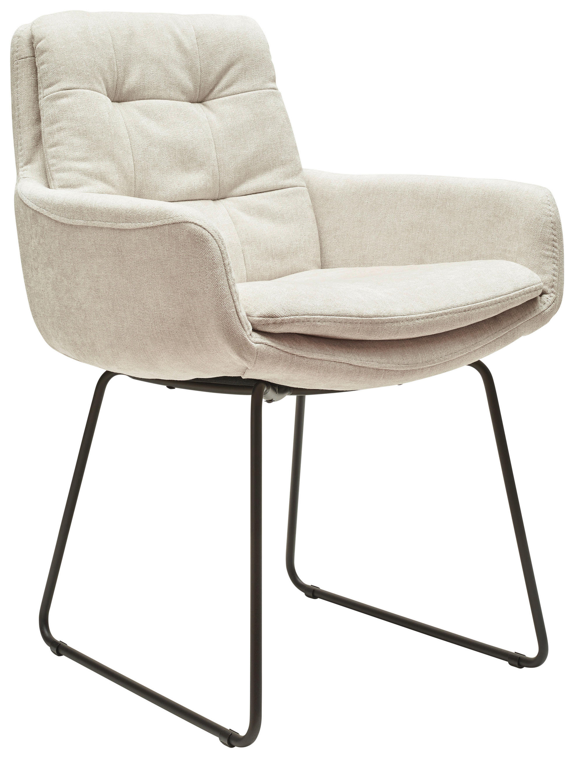 ARMLEHNSTUHL  in  - Creme/Schwarz, Design, Textil/Metall (63/90/69cm) - Johann Jakob