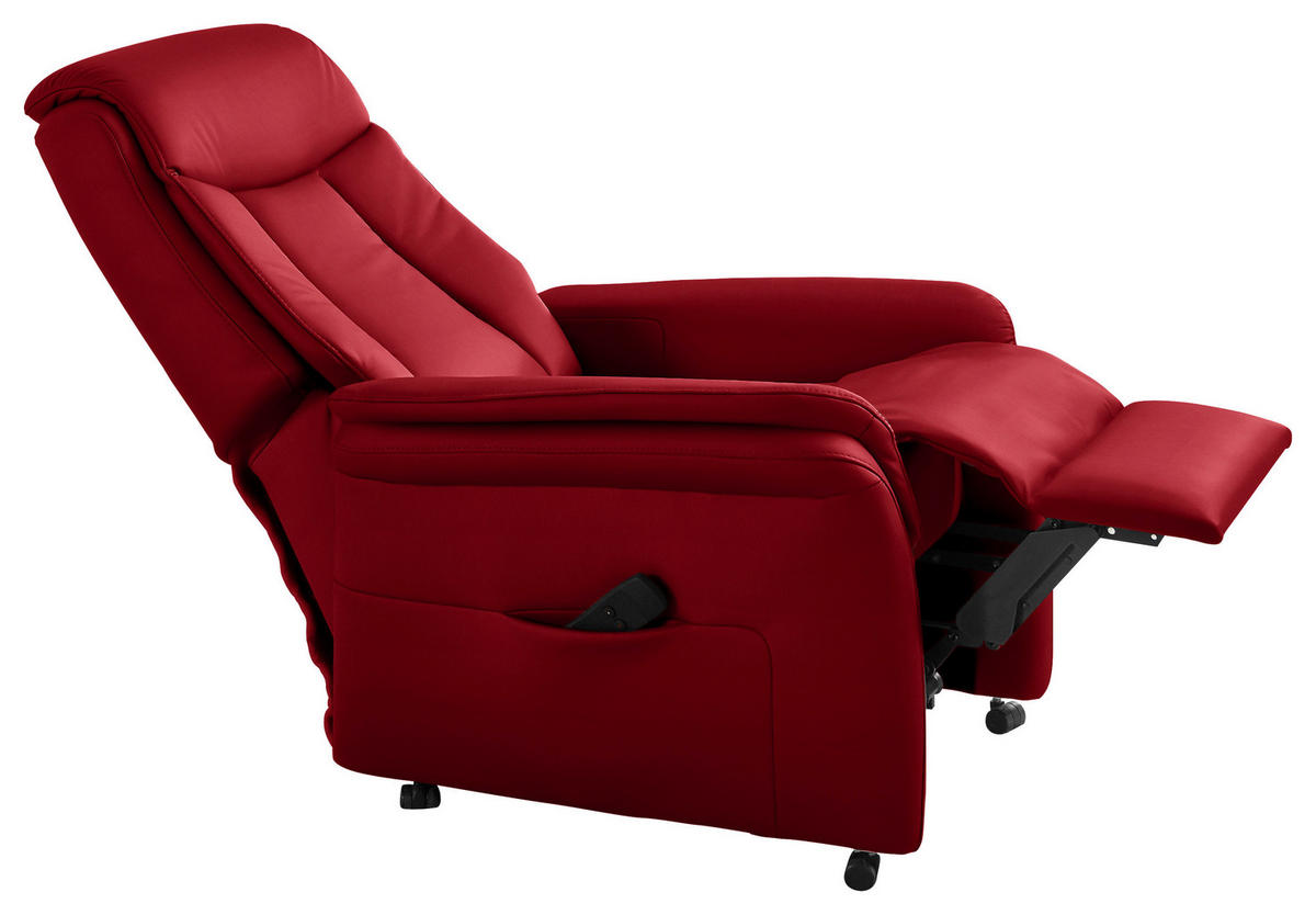 FERNSEHSESSEL in Rot  - Rot/Schwarz, Konventionell, Leder/Kunststoff (74/107/84cm) - Valdera