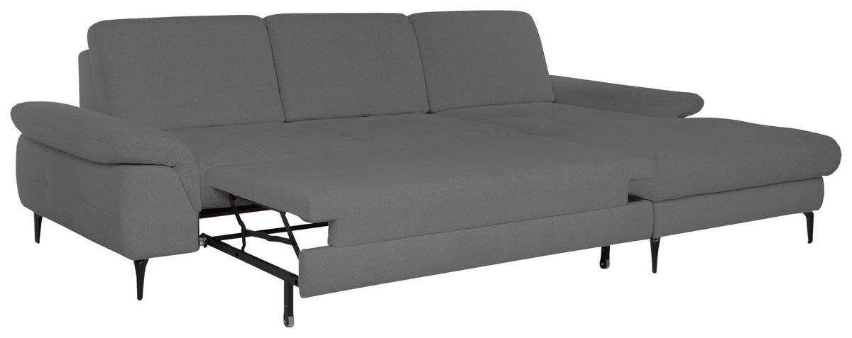 ECKSOFA ALMA in Chenille Dunkelgrau  285/191 cm  - Dunkelgrau/Schwarz, Design, Textil/Metall (285/191cm) - Livetastic