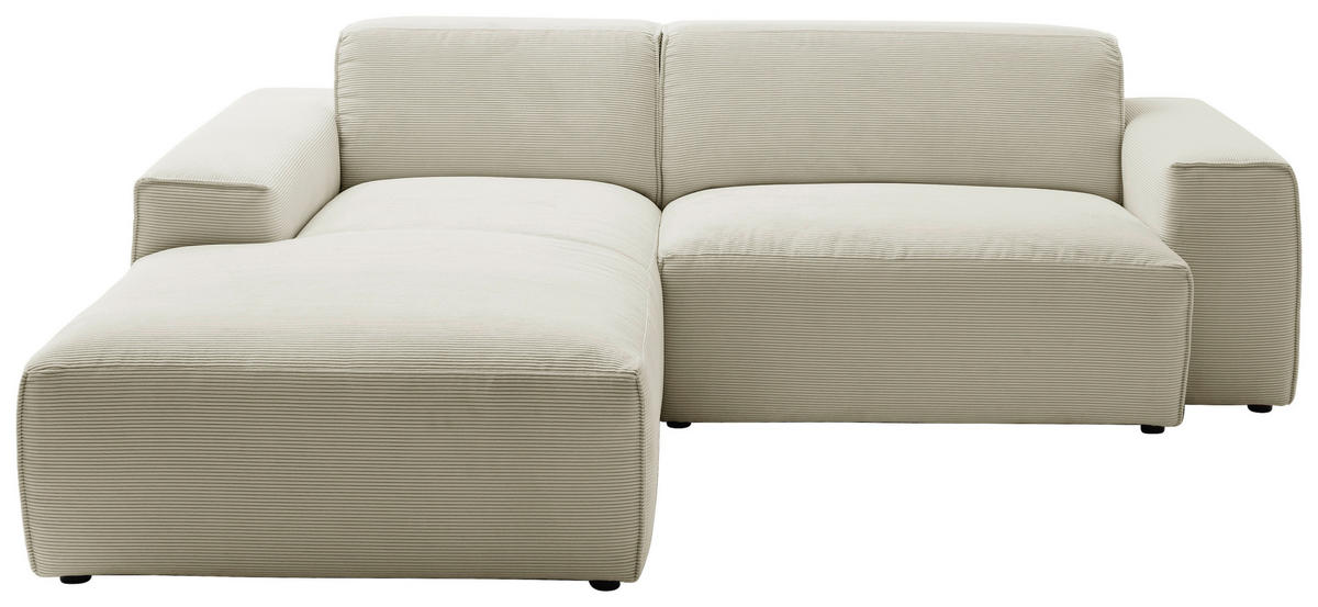 ECKSOFA in Cord Sandfarben  - Sandfarben/Schwarz, Design, Kunststoff/Textil (189/230cm) - Pure Home Lifestyle