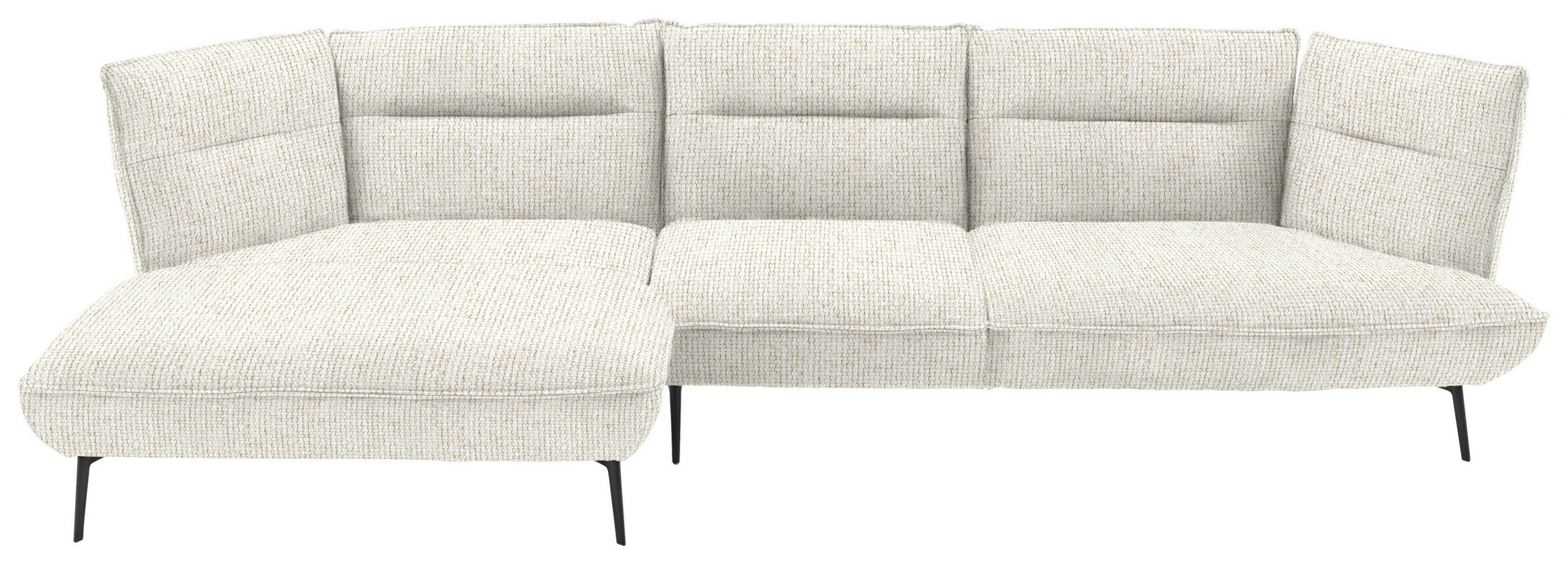 ECKSOFA in Flachgewebe Creme  153/339 cm  - Creme/Schwarz, Design, Textil/Metall (153/339cm) - Moderano