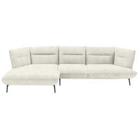 ECKSOFA in Flachgewebe Creme  153/339 cm  - Creme/Schwarz, Design, Textil/Metall (153/339cm) - Moderano