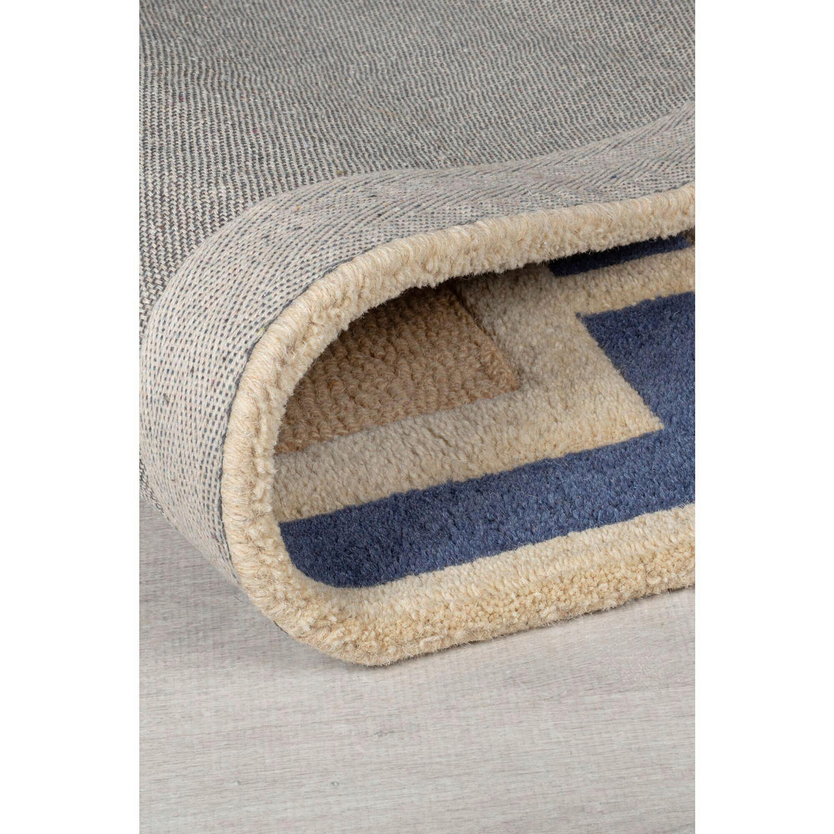 WOLLTEPPICH 60/230 cm RETRO BLOCKS Blau  - Blau, KONVENTIONELL, Textil (60/230cm)