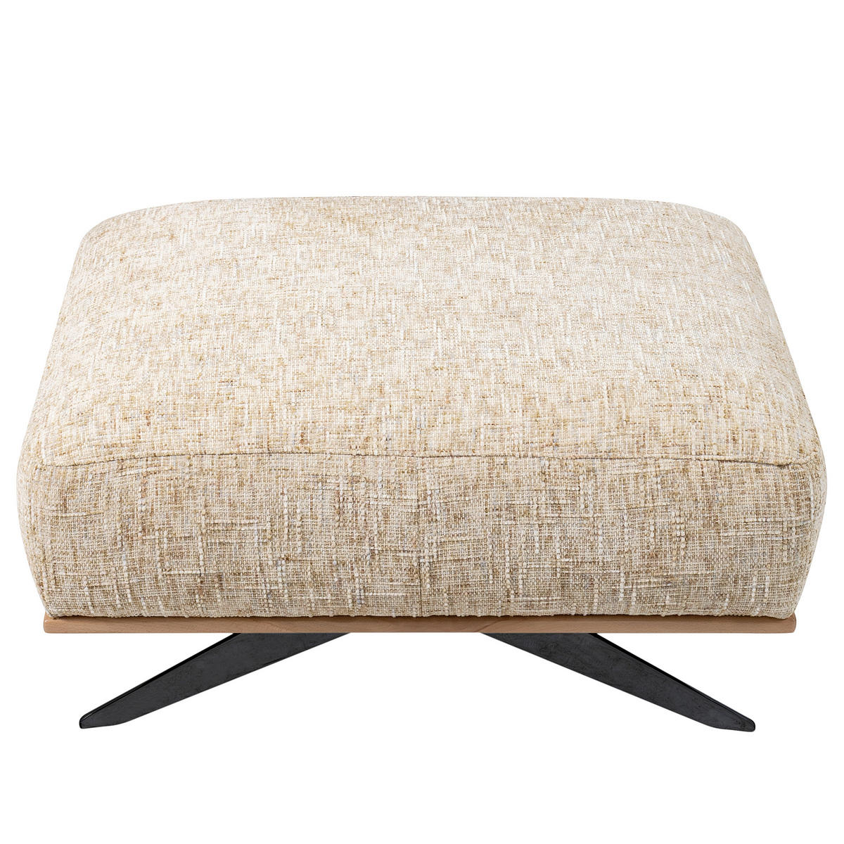 HOCKER in Textil Beige  - Beige/Schwarz, Design, Holz/Textil (95/46/80cm) - Livetastic