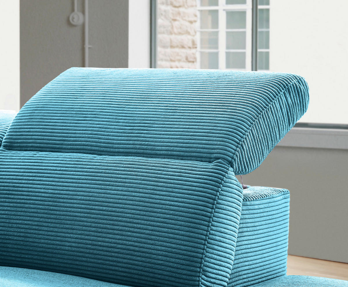 ECKSOFA in Cord Petrol  - Petrol/Schwarz, Design, Textil (290/223cm) - Pure Home Lifestyle