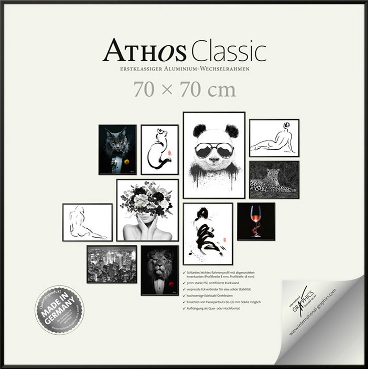 BILDERRAHMEN - Schwarz, Basics, Papier/Holzwerkstoff (70/70/1,8cm)