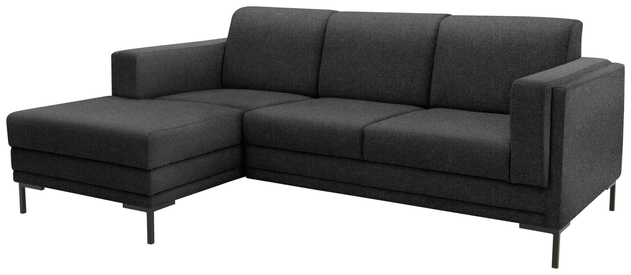 ECKSOFA Anthrazit Webstoff  - Anthrazit/Schwarz, Design, Textil/Metall (214/146cm) - LOOKS by W.Joop