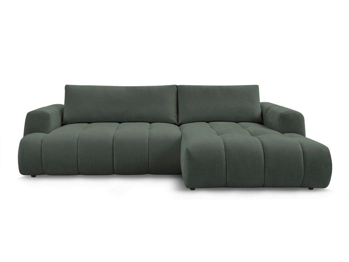 ECKSCHLAFSOFA FUJI Leinenoptik Grün  inkl.  - Schwarz/Grün, MODERN, Kunststoff/Textil (292/160cm)
