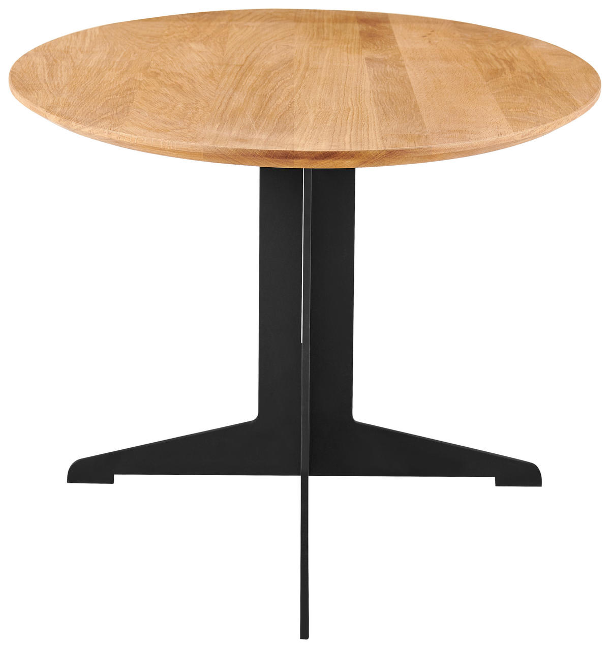 COUCHTISCH Eiche massiv oval Naturfarben, Schwarz  - Schwarz/Naturfarben, Design, Holz/Metall (120/44.5/60cm) - Livetastic