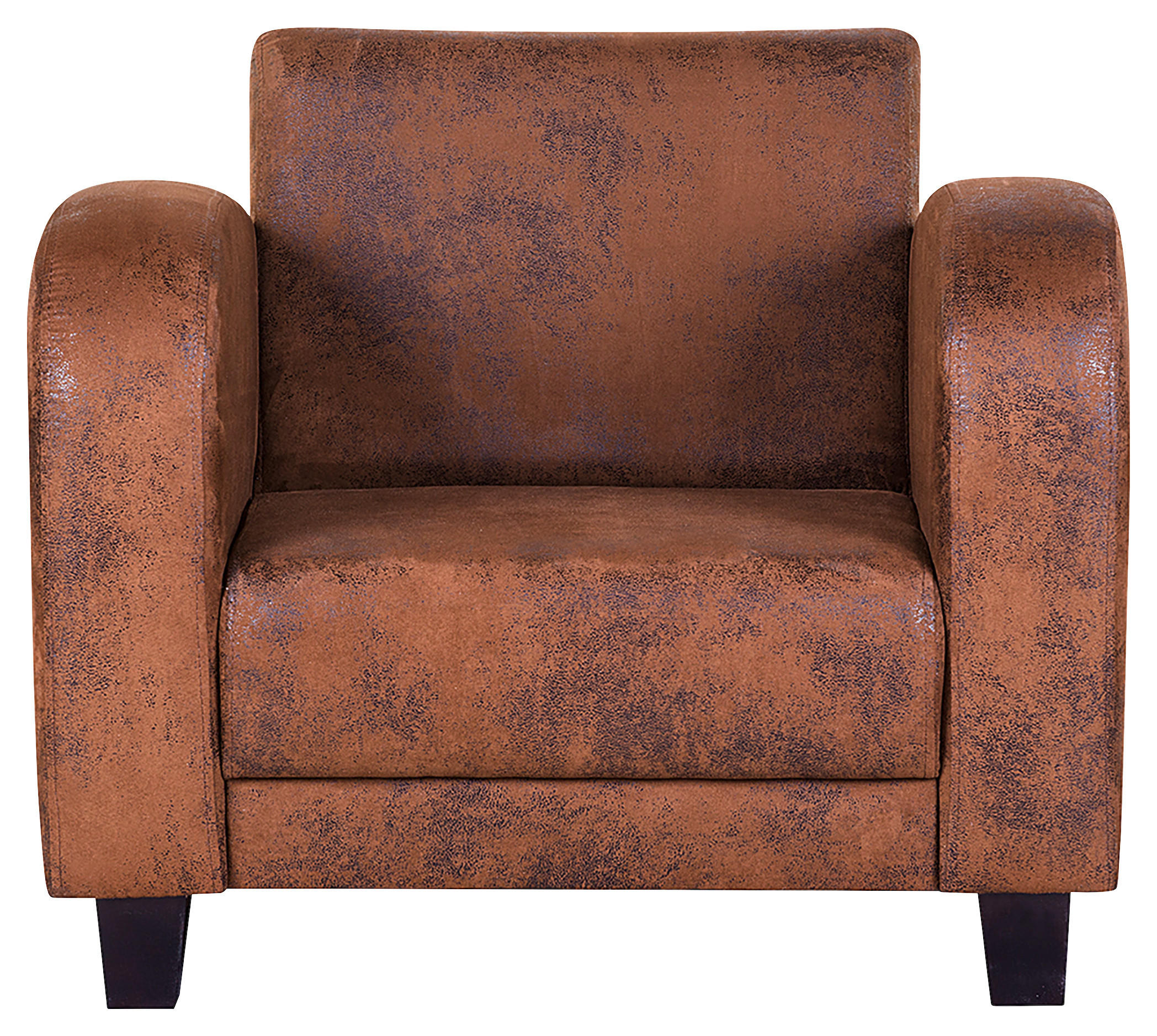 SESSEL in Lederlook Braun  - Dunkelbraun/Braun, Design, Holz/Textil (92/80/89cm) - Livetastic