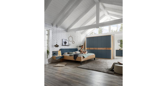 BETTANLAGE 180/200 cm  in Blau, Eichefarben  - Blau/Eichefarben, Design, Holz/Holzwerkstoff (180/200cm) - Dieter Knoll