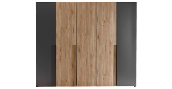 KLEIDERSCHRANK in Graphitfarben, Eichefarben - Eichefarben/Schwarz, KONVENTIONELL, Holzwerkstoff/Kunststoff (249/210/53cm) - Carryhome