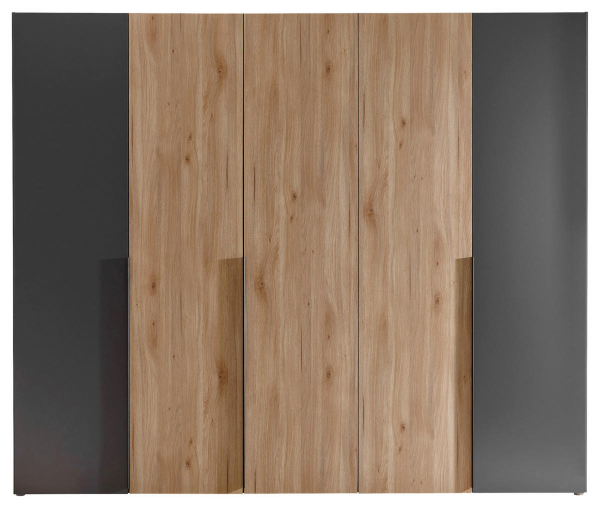 KLEIDERSCHRANK  in Graphitfarben, Eichefarben  - Eichefarben/Schwarz, KONVENTIONELL, Holzwerkstoff/Kunststoff (249/210/53cm) - Carryhome
