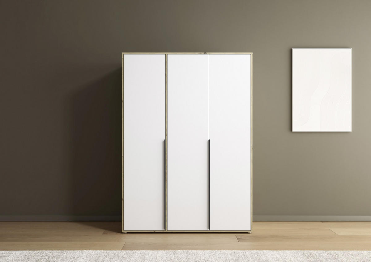DREHTÜRENSCHRANK in Weiss, Eiche Artisan  - Weiss/Eiche Artisan, Basics, Holzwerkstoff/Metall (140/194/53cm) - Boxxx