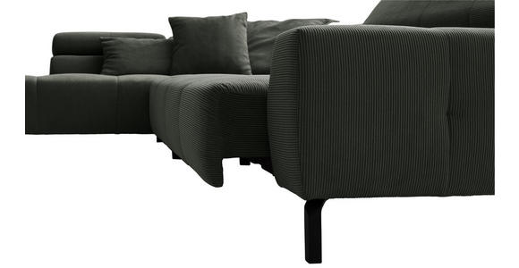 ECKSOFA in Feincord Olivgrün  - Schwarz/Olivgrün, KONVENTIONELL, Textil/Metall (219/311cm) - Hom`in