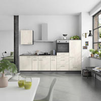 KÜCHENBLOCK Riva 300 cm  in Weiß, Schieferfarben  - Schieferfarben/Edelstahlfarben, MODERN, Holzwerkstoff/Metall (300cm) - Nobilia