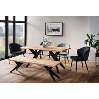 ESSTISCH in Holz 200/100/76 cm  - Schwarz/Akaziefarben, Design, Holz/Metall (200/100/76cm) - Livetastic