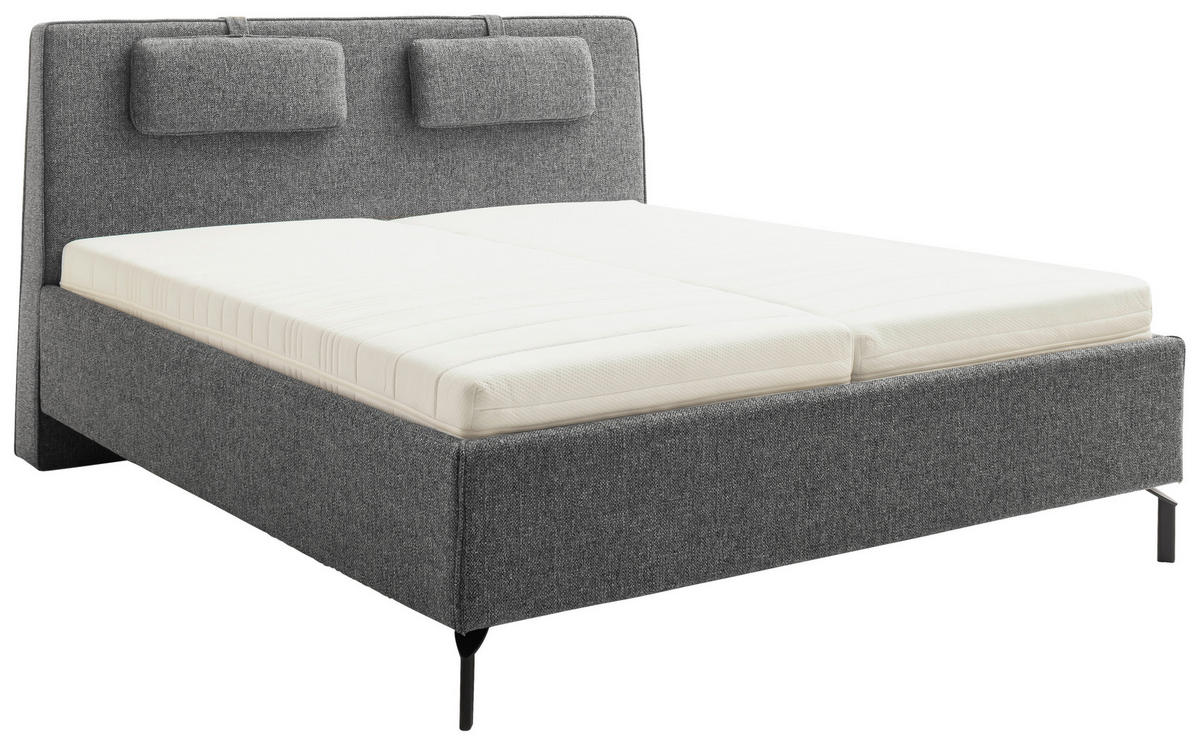 POLSTERBETT Lattenrost, Bettkasten Grau 180/200 cm  - Birkefarben/Buchefarben, Design, Holz/Textil (180/200cm) - Schöner Wohnen